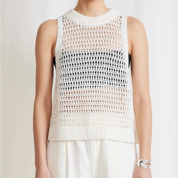 Apiece Apart Tops - Apiece Apart Openwork Crochet Cream Tank Top